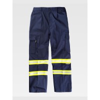 PANTALONE DA LAVORO MULTITASCHE BANDE RIFRANGENTI FLUORESCENTI B1436