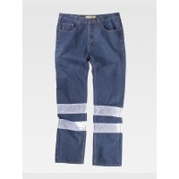 PANTALONE DA LAVORO 5 TASCHE TESSUTO DENIM BANDE RIFRANGENTI B4007 PANTALONE DA LAVORO 5 TASCHE TESSUTO DENIM BANDE RIFRANGENTI B4007