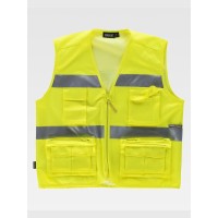 GILET MULTITASCHE LEGGERO ALTA VISIBILITA E BANDE RIFRANGENTI C3647
