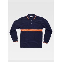 POLO MANICA LUNGA CON FASCIA COLORATA A CONTRASTO C3852