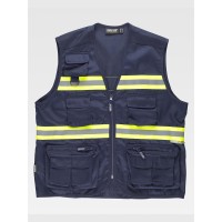 GILET MULTITASCHE LEGGERO BANDE RIFRANGENTI FLUORESCENTI S3136